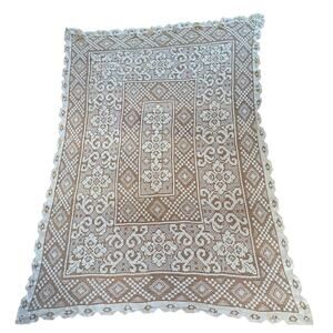 Vintage Cream White Handmade Lace 45x64 Rectangle Tablecloth